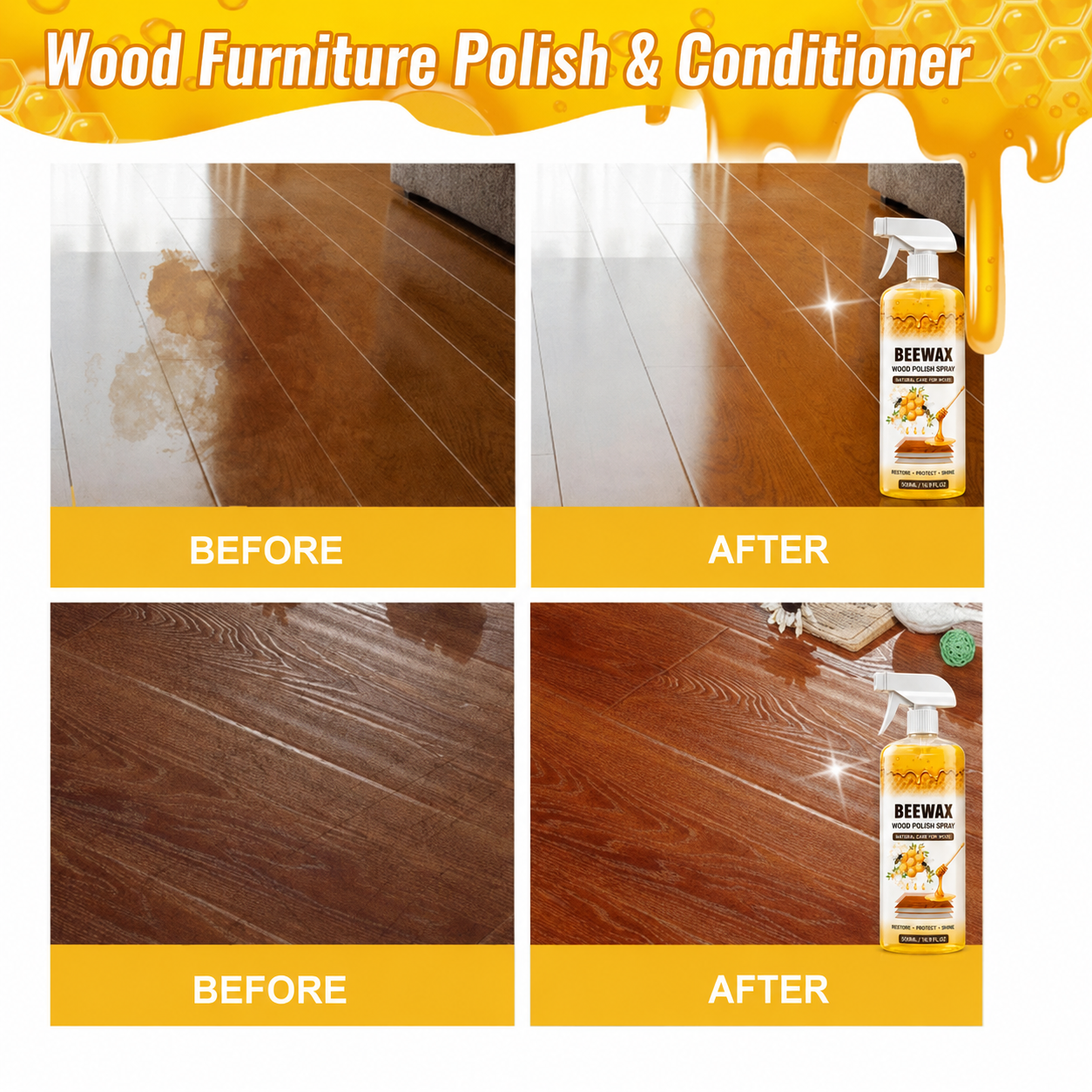 Beewax Wood Polish Spray (Restore Shine Protect Furniture)