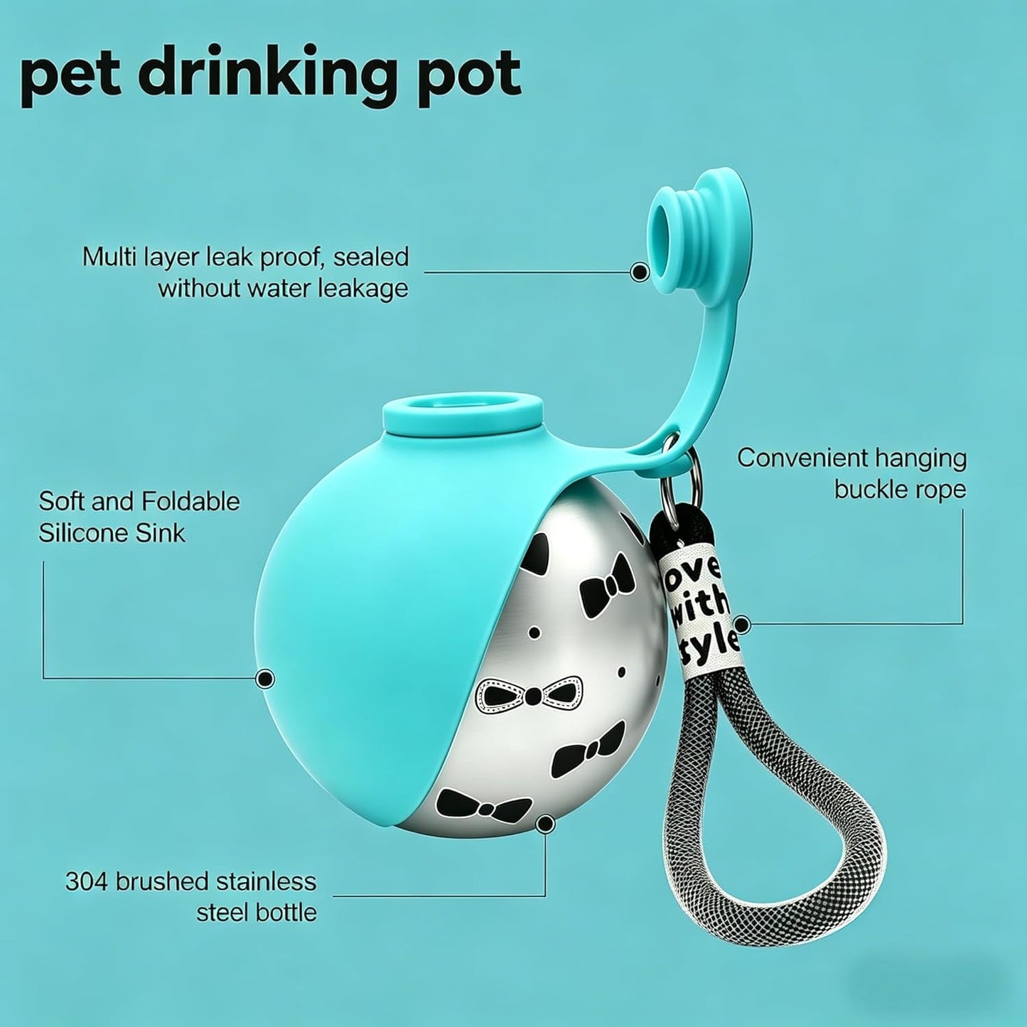 2-in-1 Portable Dog Water Bottle with Bowl