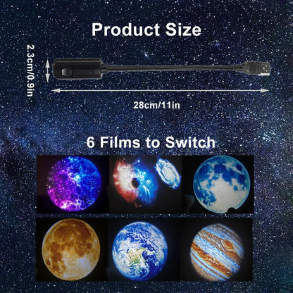 360° Galaxy Projection Light USB Star Night Light Charging Lighting With 10 Film Discs PRO